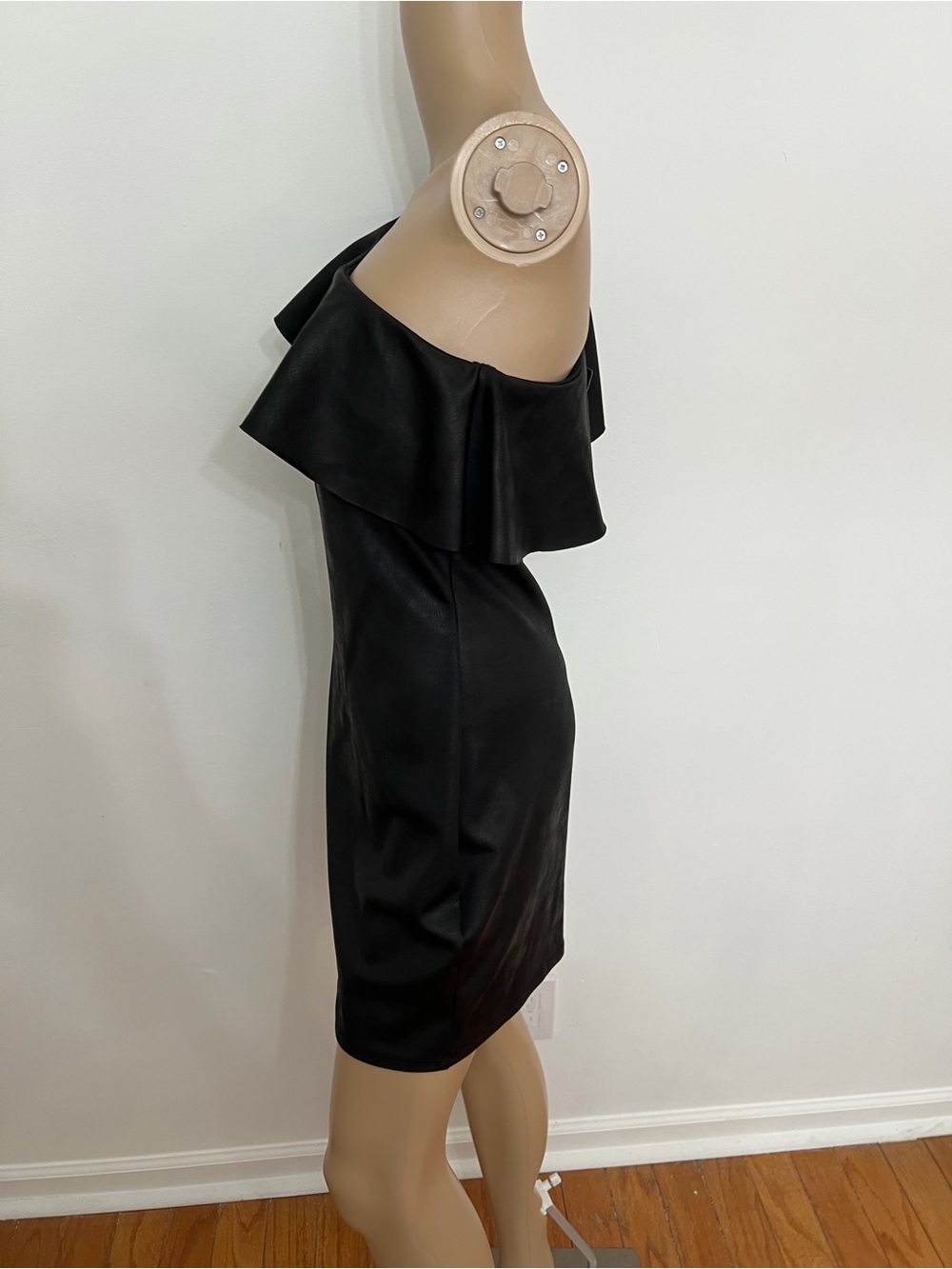 bebe One-Shoulder Black Ruffle Dress - Picture 3 of 5